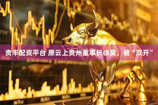 责丰配资平台 原云上贵州董事长徐昊，被“双开”